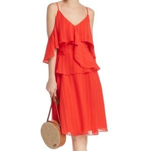 Nanette Lepore | NWT Red Ruffle Cold Shoulder Dress